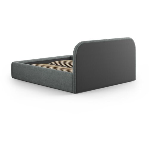 Windsor &amp;amp; Co Sofas Temno siva oblazinjena zakonska postelja s prostorom za shranjevanje z letvenim dnom 160x200 cm Juno &amp;ndash; Slike