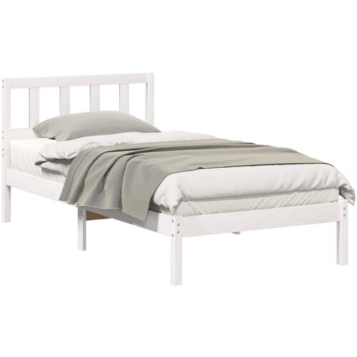 vidaXL Konstrukcija postelje Bela 75 x 190 cm Masivno borovo les, (5000123566) Cene