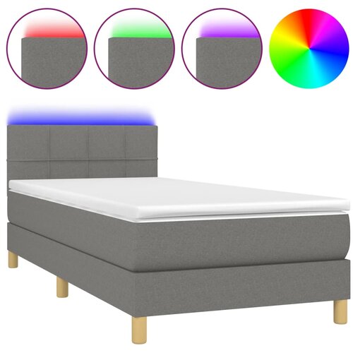 Maison Chic Box spring postelja - Vzmetna postelja z vzmetnico LED temno siva 100x200 cm blago SL8898, (21907940) Cene