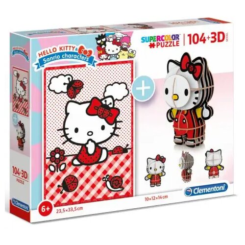 Clementoni Clementoni: Hello Kitty 104-delna sestavljanka in modelna figurica 2-v-1 Cene
