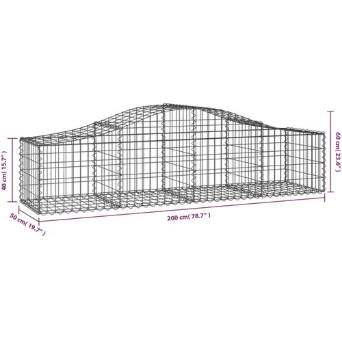  Gabionska ko&amp;scaron;ara s lukom 200x50x40/60 cm pocinčano željezo Slike
