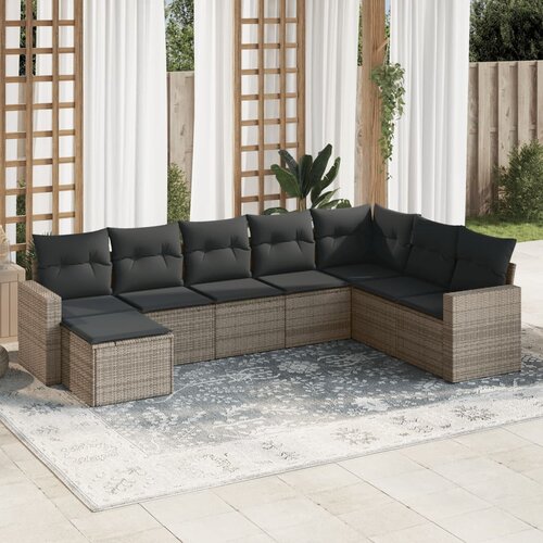 vidaXL 8-dijelni set vrtnih sofa od poliratana s jastucima sivi Cijene