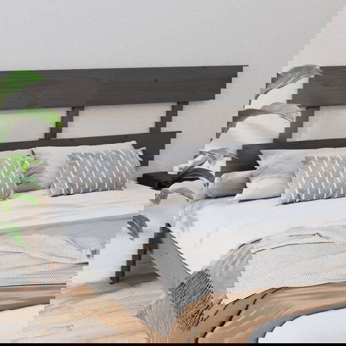 VidaXL Uzglavlje za krevet sivo 164 x 3 x 81 cm od masivne borovine Slike