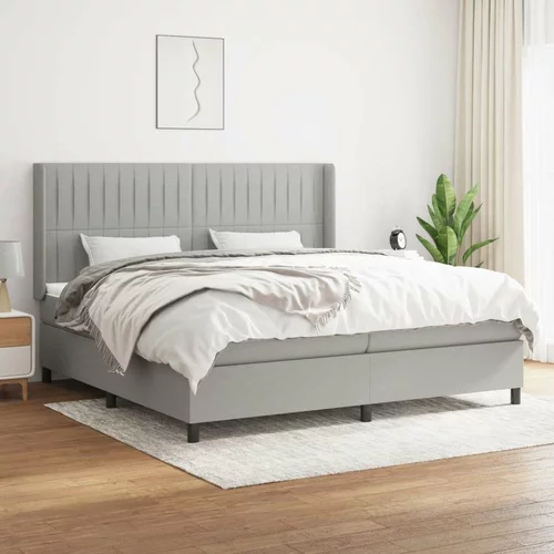  Box spring postelja z vzmetnico svetlo siva 200x200 cm blago, (20851641)