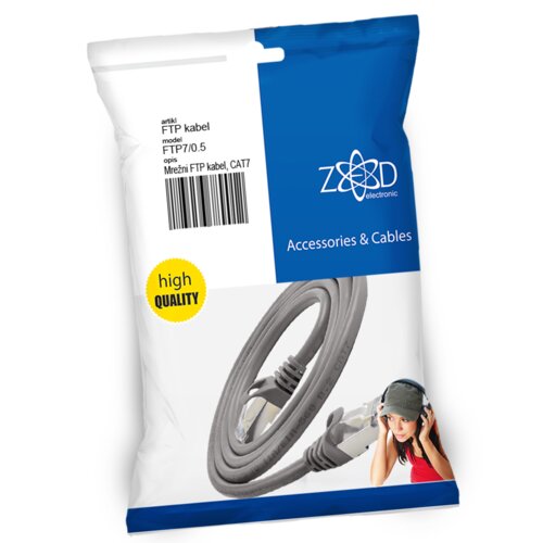 Zed Electronic Omrežni FTP kabel, CAT7, dolžina 0.5 metra - FTP7/0.5 Cene