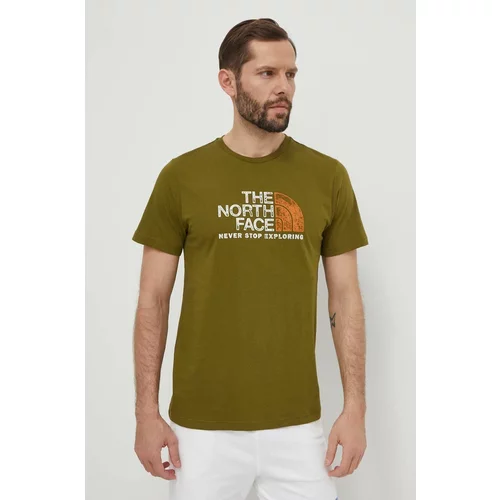 The North Face Bombažna kratka majica moška, zelena barva, NF0A87NWPIB1