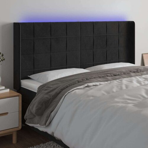 Uzglavlje crno 203 x 16 x 118/128 cm bar&amp;scaron;unasto Slike