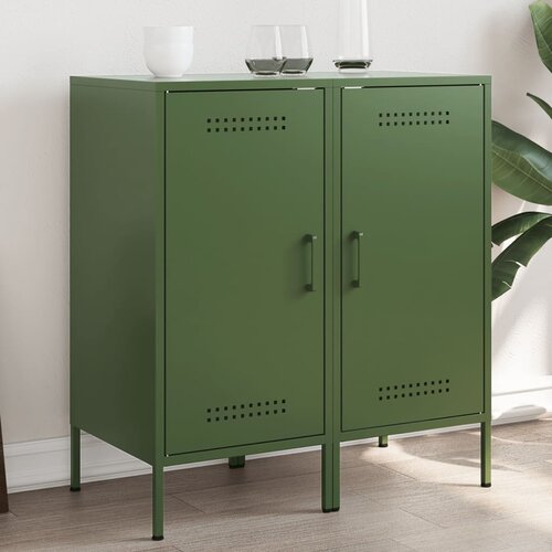  The Living Store Komoda 2 kosa olivno zelena 36x39x79 cm hladno valjano jeklo - Komoda, (21496448) Slike