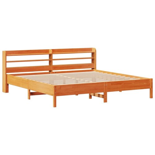 VidaXL Posteljni okvir z vzglavjem vo&amp;scaron;čeno rjava 200x200 cm borovina, (21303855) Slike
