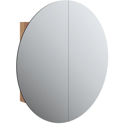 Maison Chic Kopalniška omarica - Kopalniški kabinet z okroglim ogledalom LED hrast 54x54x17,5 cm, (21794695) Cene