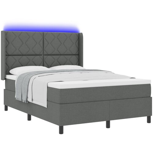 VidaXL Box Spring Krevet s Madracem i LED-em Tamno Siva 140x190 cm Tkanina Slike