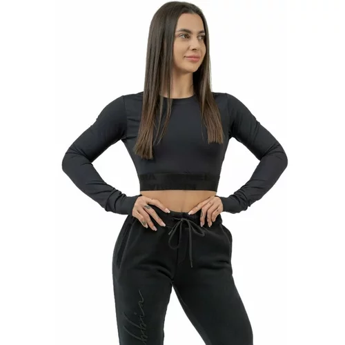 NEBBIA Long Sleeve Crop Top INTENSE Perform Black S Majica za fitnes