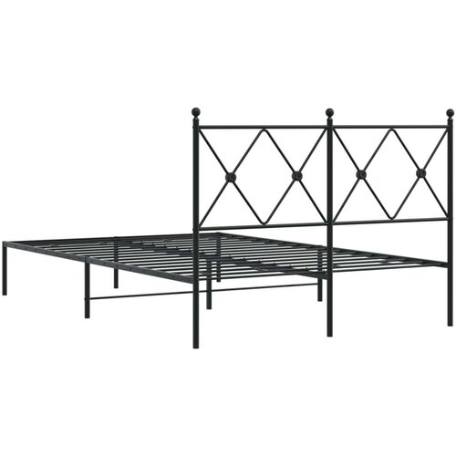 VidaXL Metalni okvir za krevet s uzglavljem crni 120x190 cm Slike