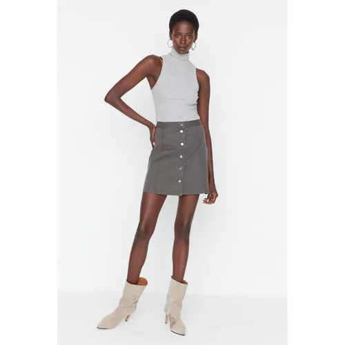 Trendyol Gray Button Detailed Skirt