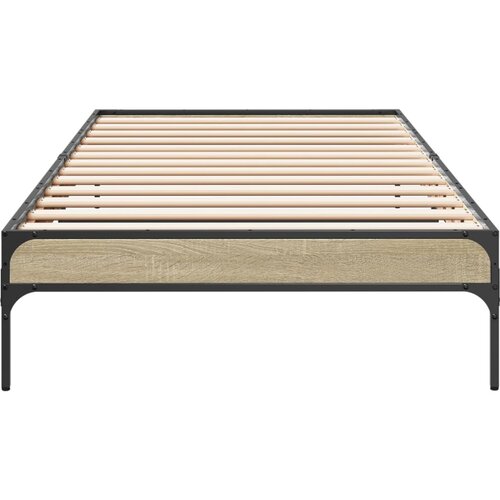  Okvir za krevet boja hrasta 100x200cm konstruirano drvo i metal Smeđa 100 x 200 cm Slike