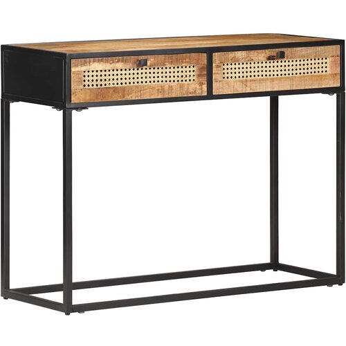  Konzolni stol 100x35x75 cm grubo drvo manga i prirodna trska Slike