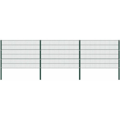  Ogradni panel sa stupovima od željeza 522x120 cm zeleni Cijene