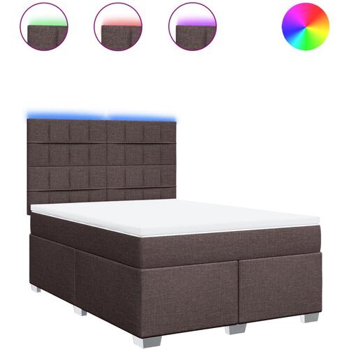 vidaXL Box spring postelja z vzmetnico temno rjav 140x190 cm blago, (21321090) Cene