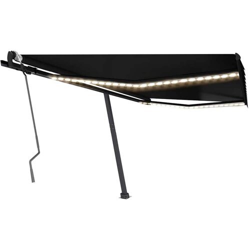 vidaXL ročno zložljiva tenda z led lučkami 450x300 cm antracitna Cene