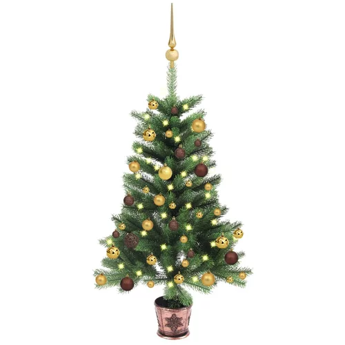vidaXL umjetno božićno drvce s LED svjetlima i kuglicama 65 cm zeleno
