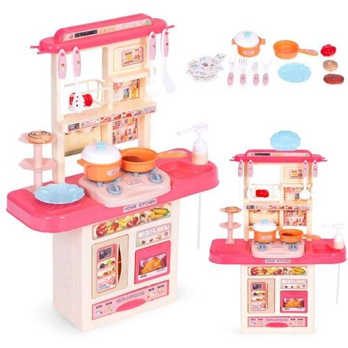 ECO TOYS Dečija kuhinja sa zvukom, LED svetlom, sudoperom i 10 dodataka roze ECOTOYS Cene