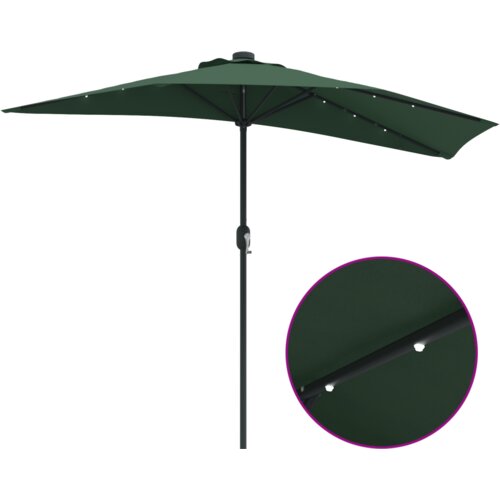  Vrtni suncobran Half s aluminijskim stubom Zeleni 294 cm Slike