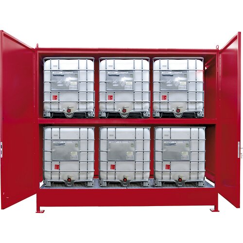 eurokraft pro Regalni kontejner za nevarne snovi, za št. cistern IBC KTC 6 x 1000 l, rdeča Cene