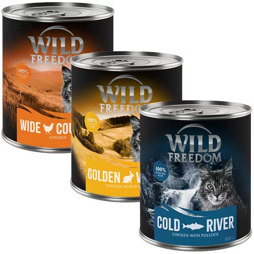 Wild Freedom Adult 6 x 800 g - bez žitarica - Mješovito pakiranje (2 x piletina, 2 x crni bakalar, 2 x kunić)