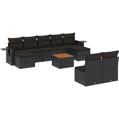 vidaXL 10-dijelni set vrtnih sofa s jastucima crni od poliratana Cijene