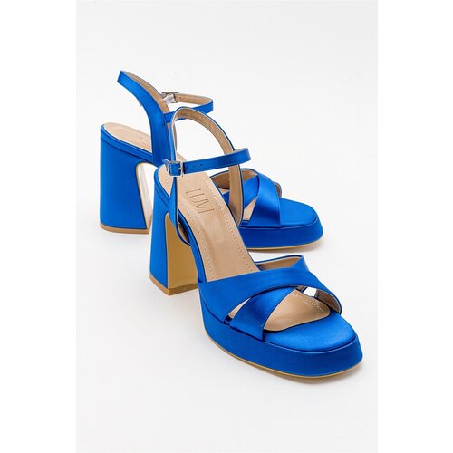 LuviShoes Lello Royal Blue Satin Women's Heeled Shoes Cene