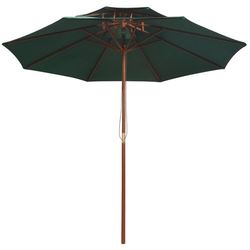  Dvoslojni suncobran 270 x 270 cm s drvenim stupom zeleni Slike