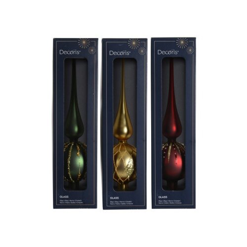  Novogodišnja dekoracija - treetopper glass 31cm 170235 - green/gold/red - kmg ( 044525 ) Cene