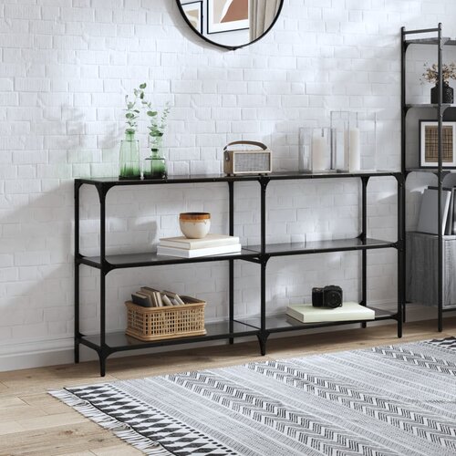  Konzolni stol s crnom staklenom povr&scaron;inom 158,5x30x81cm čelični Cijene