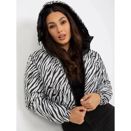 Fashion Hunters Black, reversible quilted jacket with an animal pattern