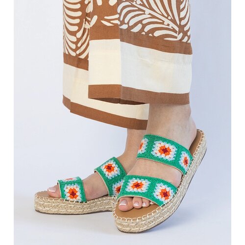 Gemre Green embroidered espadrille sandals Lelis Cene