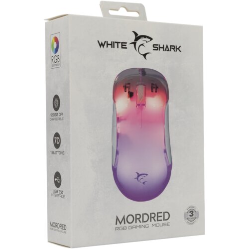 WHITESHARK Mordred GM-5017 gaming mi&amp;scaron;, bijeli Slike