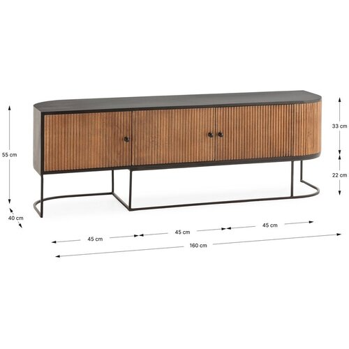 MOME TV komoda od masivnog manga u prirodnoj boji 160x55x40 cm Curve &amp;ndash; Slike