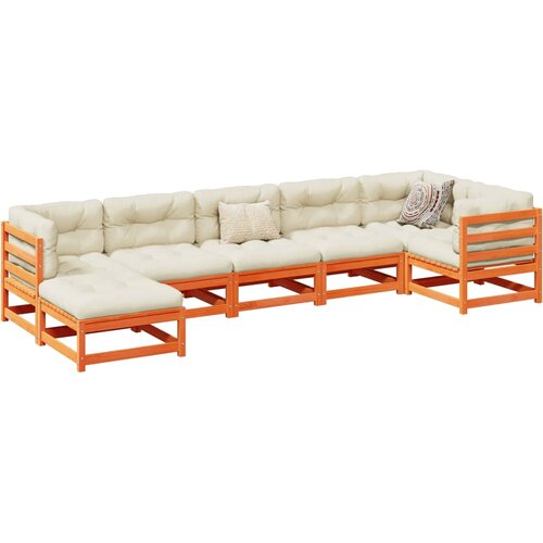 vidaXL 7-dijelni set vrtnih sofa voštano smeđi od masivne borovine Cijene