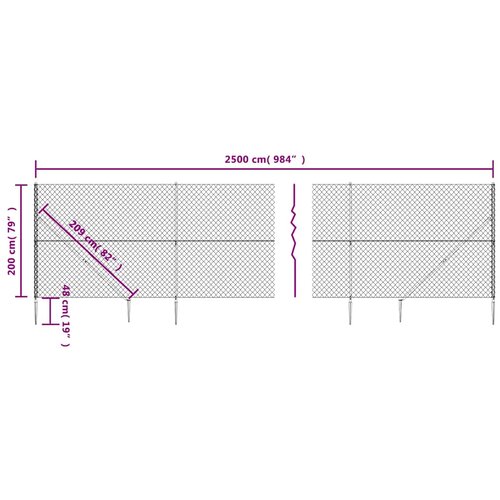  Žičana ograda sa &amp;scaron;iljastim držačima antracit 2 x 25 m Slike