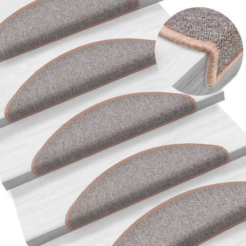 VidaXL Preproge za stopnice 15 kosov 56x17x3 cm svetlo rjave Slike