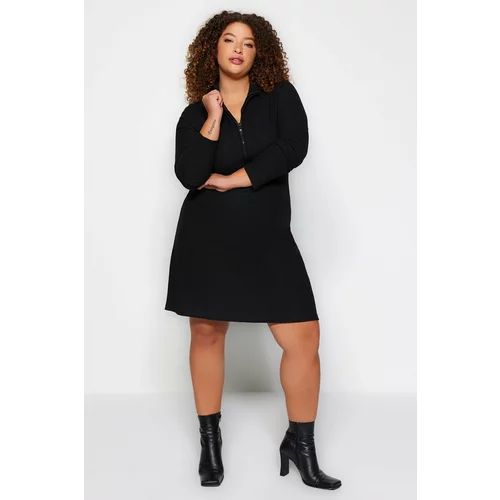 Trendyol Curve Black Knitted Dress with Feet.
