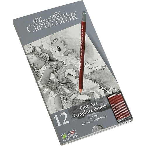  Grafitne olovke Cretacolor CLEOS Fine Art, set od 12 olovaka u limenoj kutiji (2H, F, HB - 9B) Slike