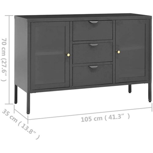 VidaXL Komoda antracit 105 x 35 x 70 cm od čelika i stakla Slike