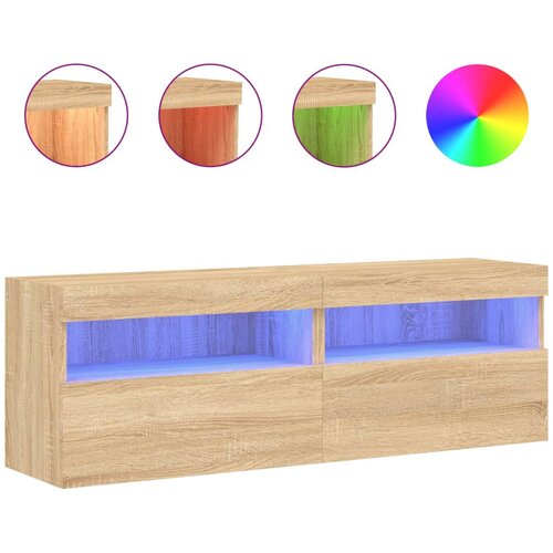  Zidni TV ormarići LED 2 kom boja hrasta sonome 60x30x40 cm Slike