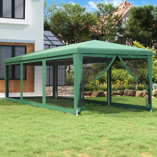 vidaXL Vrtni šotor z 8 mrežastimi stranicami zelen 3x9 m HDPE Cene