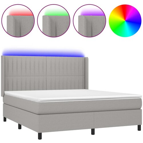 Maison Chic Box spring postelja - Vzmetna postelja z vzmetnico LED sv. siva 160x200 cm blago SL8872, (21905416) Cene