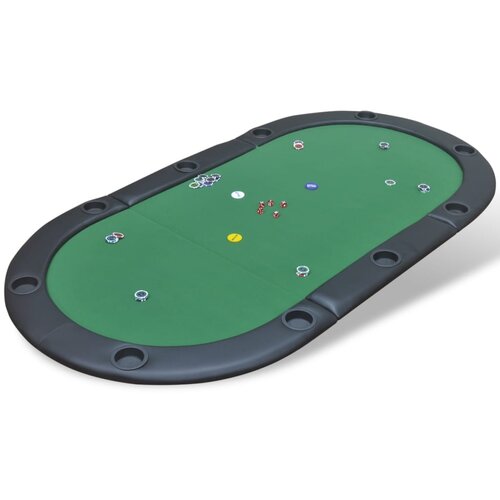 vidaXL Sklopiva Podloga za Stol za Poker 10 Igrača Zelena Cijene