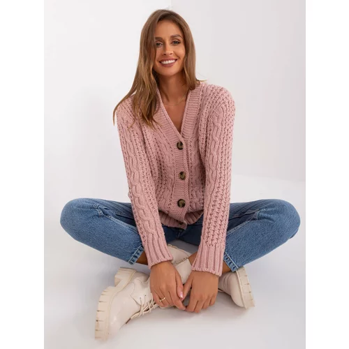 Fashion Hunters Light pink cardigan with cables