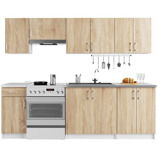 AKORD KUHINJSKI SET LIMA 2.4M BELA/SONOMA HRAST, (21713651) Cene