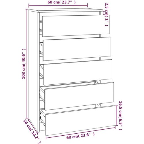 vidaXL Ladičar siva boja hrasta 60 x 36 x 103 cm od konstruiranog drva Cene